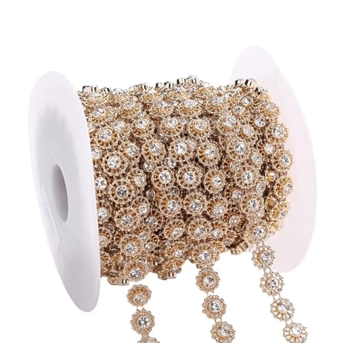 Kristall-Strass-Kette zum Nähen, Nähen, für Schuhe, goldfarben, silberfarben Kristall-Strass-Kette zum Nähen, Nähen, für Schuhe, goldfarben, silberfarben von GMVZGQW