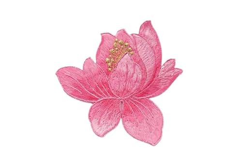 Lotusblume, bestickte Aufnäher für Kleidung, zum Aufbügeln, Stickerei, Aufkleber, Kleidung, Applikation, Blumen, Dekoration, Abzeichen für Hosen (Farbe 1) von GMVZGQW