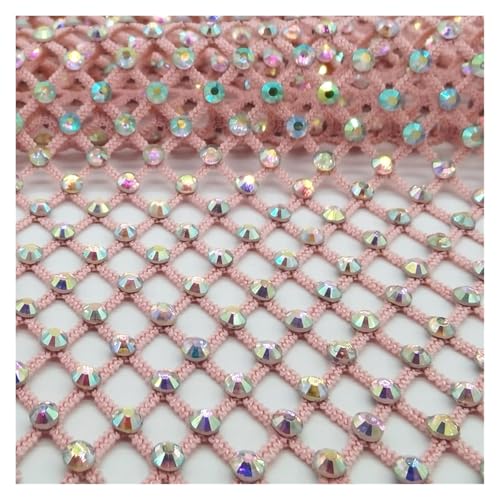 Mehrfarbige Strass-Netz-Applikation, Stoff mit Strasssteinen, SS10, Kristall-Nähbesatz, Kristallband, Netz für Heimwerker (Pink AB, 40 x 100 cm) von GMVZGQW