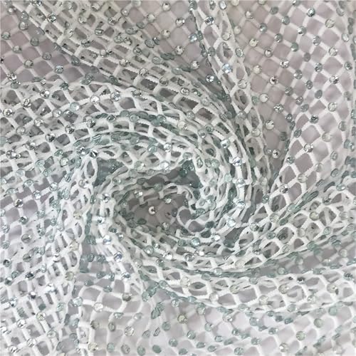 Mehrfarbiger SS10 Strass-Netzstoff mit Kristall-Nähband, Netz für selbstgemachte Kleider, Kleidung, Weiß, 45 cm Breite 127 cm Mehrfarbiger SS10 Strass-Netzstoff mit Kristall-Nähband, Netz für selbstgemachte Kleider, Kleidung, Weiß, 45 cm Breite 127 cm von GMVZGQW