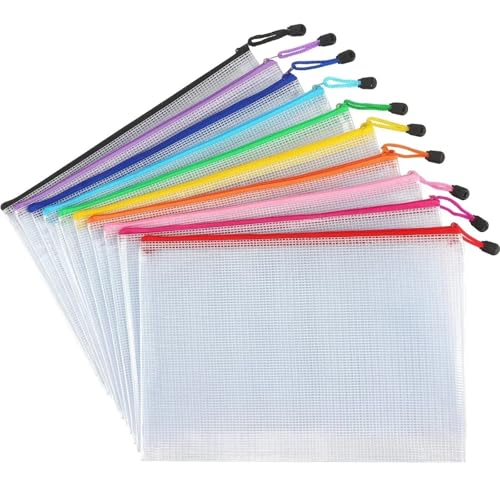 Netzbeutel, PVC, Schreibwaren, Aufbewahrungstasche, Ordner, Datei, Netzstoff, Reißverschluss, A4, A5, A6, A3, Dokumententasche, Aktenordner, Schule, Bürobedarf, Organizer für Reisen (L-A3) von GMVZGQW