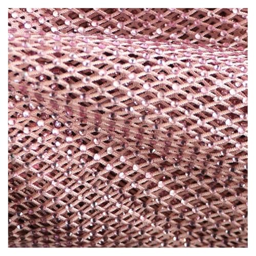 Netzstoff mit Strasssteinen zum Nähen, Netzstoff, Spitzenstoff mit funkelnden Steinen, viele Farben, 0,5 / 1 m (Rosa, 1 m) von GMVZGQW