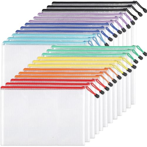 Netztasche A3/A4/A5/A6, Netz-Aufbewahrungstasche mit Reißverschluss, Dokumententasche, wasserdicht, Reißverschluss, Aktenordner, Schule, Bürobedarf, Kosmetik, Make-up-Taschen für Reisen (A4) von GMVZGQW