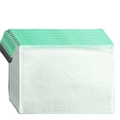 Netztasche A3/A4/A5/A6, Netz-Reißverschlusstasche, Dokumententasche, wasserdicht, Reißverschluss, Aktenordner, Schule, Bürobedarf, Federmäppchen, Kosmetik, Make-up-Tasche für Reisen (Grün, A4 (33 x 23 von GMVZGQW