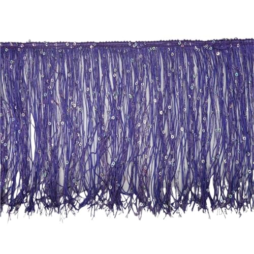 Quasten-Nähbordüre, 2 m, Fransenborte aus Spitze, Quastenband, zum Nähen, lateinamerikanisches Kleid, Bühnenkleidung, Vorhang, DIY-Nähzubehör, Pailletten-Fransenborte für lateinisches Kleid (lila) von GMVZGQW
