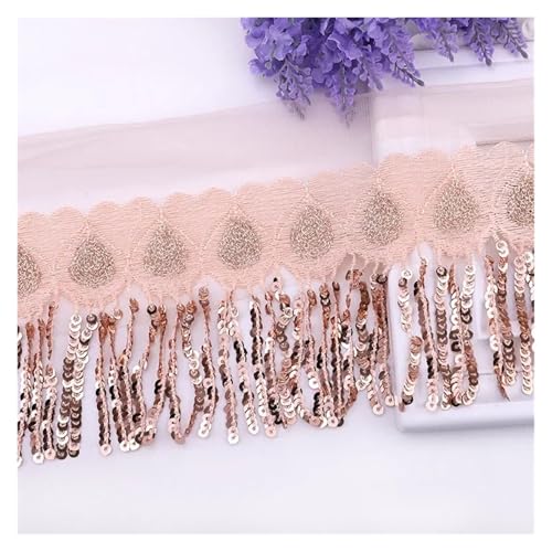 Quasten-Nähborte, 10 cm, Pailletten-Quaste, Spitzenbesatz, Netzband, Glitzer-Fransenband, DIY, handgefertigt, Tanzkleidung, Material für lateinamerikanische Kleider, Farbe 04,10 cm - 2 Yards) von GMVZGQW