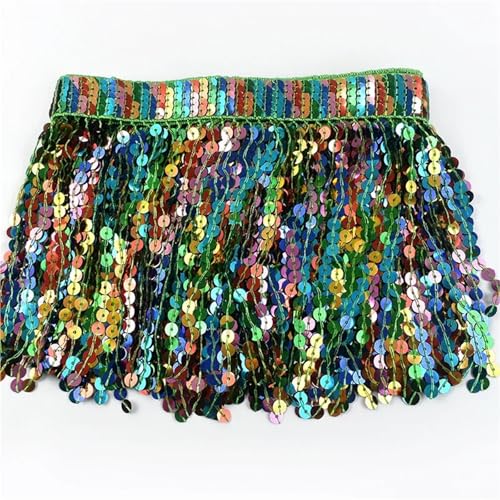 Quasten-Nähborte, 16 cm, Pailletten-Quaste, Fransen, bunte Spitzenborte für Kleidung, Kleid, Tasche, Dekoration, Trimmen, DIY, Nähzubehör für lateinisches Kleid (Farbe 06,16 cm, 4,5 m) von GMVZGQW