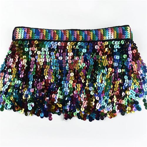 Quasten-Nähborte, 16 cm, Pailletten-Quaste, Fransen, bunte Spitzenborte für Kleidung, Kleid, Tasche, Dekoration, Trimmen, DIY, Nähzubehör für lateinisches Kleid (Farbe: 01,16 cm, 2 Yard) von GMVZGQW