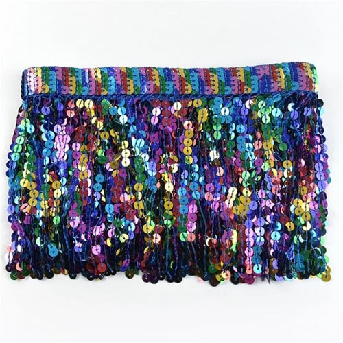Quasten-Nähborte, 16 cm, Pailletten-Quaste, Fransen, bunte Spitzenborte für Kleidung, Kleid, Tasche, Dekoration, Trimmen, DIY, Nähzubehör für lateinisches Kleid (Farbe: 05,16 cm - 9,1 m) von GMVZGQW