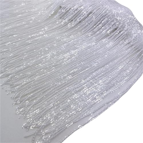 Quasten-Nähborte, 20 cm, Pailletten, Quaste, Spitze, Fransenbesatz, Netzstoff, DIY, Performance, Rock, Hochzeitskleid, Dekoration, Nähmaterial für lateinisches Kleid (Farbe 02) von GMVZGQW