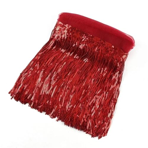 Quasten-Nähborte, 20 cm, Pailletten-Fransenquaste, Spitzenborte, Glitzerband, DIY, Tanzaufführung, Kleidung, Dekoration, Nähmaterial für lateinamerikanische Kleider, Farbe: 12,2 m von GMVZGQW