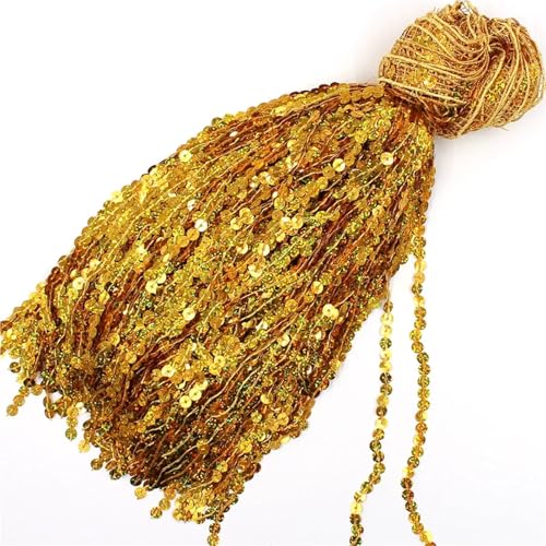 Quasten-Nähborte, 30 cm, 2 m, DIY-Fransen, Spitze, Laser-Pailletten, Quastenband, Nähen, Hochzeit, Party, lateinamerikanisches Tanzkleid, Stoffborten für lateinamerikanische Kleider (Dunkelgold) von GMVZGQW