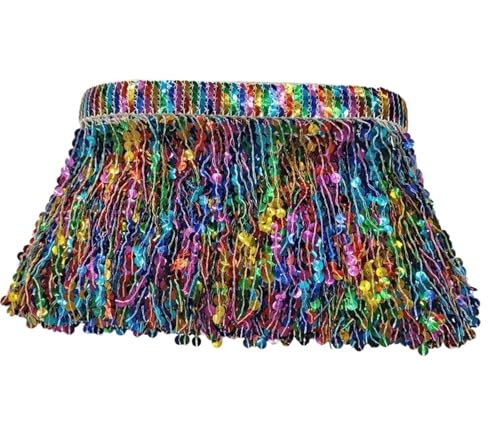 Quasten-Nähborte 16 cm x 9,1 m, Quasten-Fransen, Retro-Pailletten, Spitzenborte für Tanzkleid, Performance, Kleidung, DIY, Nähzubehör für lateinamerikanische Kleider, Farbe 06 von GMVZGQW