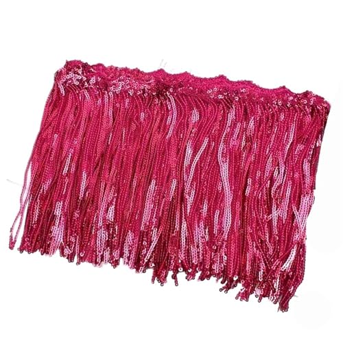 Quasten-Nähborte 17 cm, Pailletten, Fransenquaste, Spitze, Bühnenkleidungsvorhang, Dekoration, Fransen für Kleider, Kleidung, Nähzubehör für lateinamerikanische Kleider, Farbe 08,17 cm, 8 Yard) von GMVZGQW