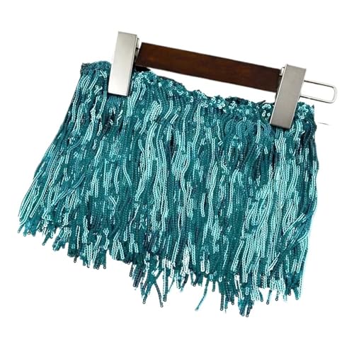 Quasten-Nähborte 17 cm, Pailletten, Fransenquaste, Spitze, Bühnenkleidungsvorhang, Dekoration, Fransen für Kleider, Kleidung, Nähzubehör für lateinamerikanische Kleider, Farbe: 16,17 cm, 9,1 m von GMVZGQW