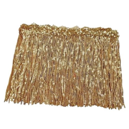 Quasten-Nähborte 17 cm, Pailletten, Fransenquaste, Spitze, Bühnenkleidungsvorhang, Dekoration, Fransen für Kleider, Kleidung, Nähzubehör für lateinamerikanische Kleider, Farbe: 24,17 cm - 9,1 m von GMVZGQW