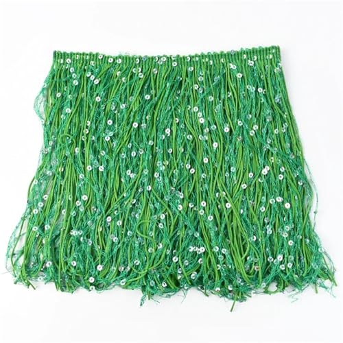 Quasten-Nähborte 20 cm, Pailletten-Fransenquaste zum Nähen, lateinamerikanisches Kleid, Spitzenbesatz, Stoff, Tanzaufführung, Taschen, Fransen, DIY-Zubehör für lateinamerikanische Kleider (grün, 20 cm von GMVZGQW