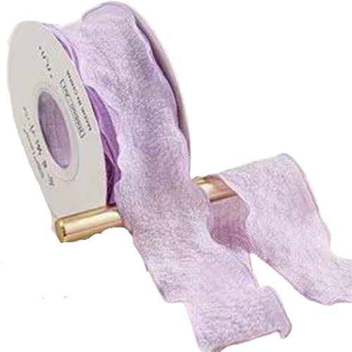 Satin-Rüschenborte, 1 Rolle, 9 m, Wellenrand, plissiert, Chiffonband, Geschenkmaterial, Hochzeit, Geburtstag, Party, Blume, DIY-Dekoration, Satin-Rüschenborte (lila, 3,8 cm) von GMVZGQW