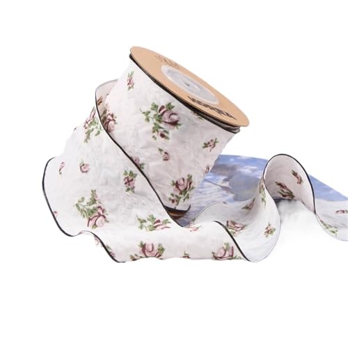 Satin-Rüschenborte, 25 mm, 50 mm, doppelseitig, florales Chiffonband, Schleifen, Zubehör, handgefertigt, Satin-Rüschenborte (Farbe 03,50 mm, 99 Yards) von GMVZGQW
