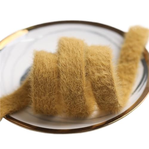 Satin-Rüschenborte, 4,5 m, 10 mm, Strickband, Plüsch, verdickt, dünn, flach, für Bastelarbeiten, Schleifen, Blumenstrauß, Kleidung, Nähmaterial, Geschenkverpackung, Satin-Rüschenborte (Ingwer) von GMVZGQW