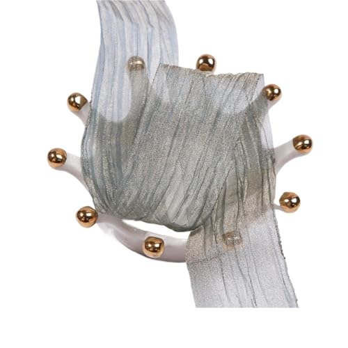 Satin-Rüschenborte, 4,5 m, plissiert, Schneegarn, Haar-Accessoire, Schleife, DIY, handgefertigtes Material, Ornament auf dem Kopfband, DIY, Satin-Rüschenborte (Farbe: C, 40 mm) von GMVZGQW