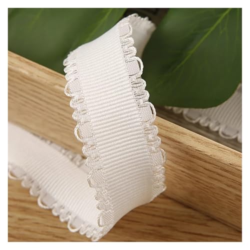 Satin-Rüschenborte, 9,1 m, Ohrspitze, Ripsband für Bastelarbeiten, Kopfbedeckungen, Karten, Geschenke, Dekoration, Verpackung, Kleidung, Nähen, Materialien, Satin-Rüschenborte (Weiß, 40 mm) von GMVZGQW