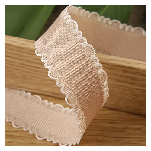 Satin-Rüschenborte, 9,1 m, Ripsband für DIY, Handwerk, Kopfbedeckung, Karten, Geschenke, Dekoration, Verpackung, Kleidung, Nähen, Materialien, Satin-Rüschenborte (Aprikose, 7 mm) von GMVZGQW