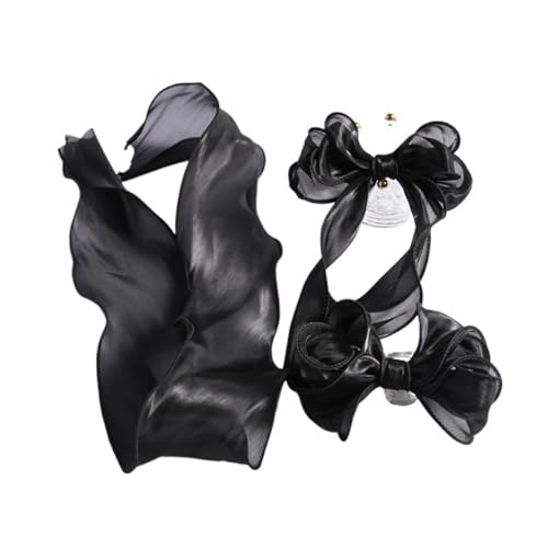 Satin-Rüschenborte, magisches Perlensaum, handgefertigt, Haar-Accessoire, Schleife, gewellter Saum, Fischschwanzgarn, Satin-Rüschenborte (Schwarz, 2 m) von GMVZGQW