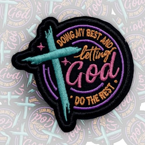 Aufnäher mit Aufschrift "Doing My Best and Letting God Do The Rest", 7,6 cm, lustiger Bibelvers, christlich, Gebet, Humor, zum Aufbügeln oder Aufnähen, Stickerei, Stoffapplikation für Trucker, Hüte Aufnäher mit Aufschrift "Doing My Best and Letting God Do The Rest", 7,6 cm, lustiger Bibelvers, christlich, Gebet, Humor, zum Aufbügeln oder Aufnähen, Stickerei, Stoffapplikation für Trucker, Hüte von GNAART
