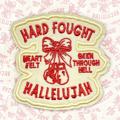 Aufnäher mit Aufschrift "Hard Fought Hallelujah", 7,6 cm, lustige rosa Schleife, Jesus christlicher Bibelvers, Humor, zum Aufbügeln/Aufnähen, Stickerei, Stoffapplikation für Trucker, Hüte, Kleidung Aufnäher mit Aufschrift "Hard Fought Hallelujah", 7,6 cm, lustige rosa Schleife, Jesus christlicher Bibelvers, Humor, zum Aufbügeln/Aufnähen, Stickerei, Stoffapplikation für Trucker, Hüte, Kleidung von GNAART