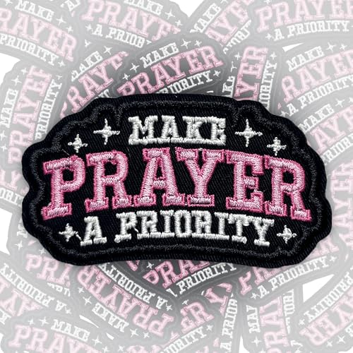 Aufnäher mit Aufschrift "Make Prayer A Priority", 7,6 cm, lustiger christlicher Bibelvers, Beten, religiös, zum Aufbügeln/Aufnähen, Stoffapplikation für Trucker, Hüte, Kleidung, Rucksack, DIY-Zubehör Aufnäher mit Aufschrift "Make Prayer A Priority", 7,6 cm, lustiger christlicher Bibelvers, Beten, religiös, zum Aufbügeln/Aufnähen, Stoffapplikation für Trucker, Hüte, Kleidung, Rucksack, DIY-Zubehör von GNAART