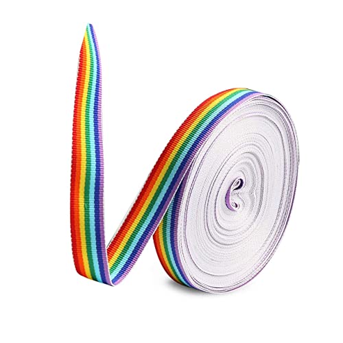 GNAGYUAN 10 Meters Regenbogen band, mehrfarbiges Ripsband Doppelseitiges Stoffband für Kunsthandwerk DIY, Geschenkverpackung, Hochzeit, Geburtstagsfeierdekoration (10M X 15MM) von GNAGYUAN