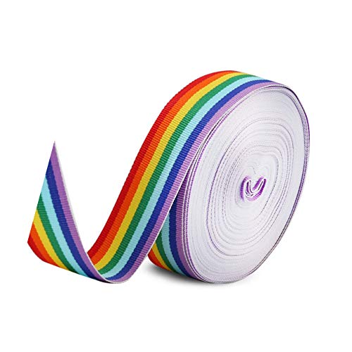 GNAGYUAN 10 Meters Regenbogen band, mehrfarbiges Ripsband Doppelseitiges Stoffband für Kunsthandwerk DIY, Geschenkverpackung, Hochzeit, Geburtstagsfeierdekoration (10M X25MM) von GNAGYUAN