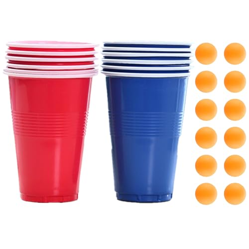 GNAUMORE Bierpong Becher Set,Partybecher,Beer Pong Becher,Partybecher Wiederverwendbar,Partybecher Kunststoff Red Blue Cups,Wiederverwendbare Bierpong,6 Rote Becher+6 Blaue Becher+12 Tischtennisbälle GNAUMORE Bierpong Becher Set,Partybecher,Beer Pong Becher,Partybecher Wiederverwendbar,Partybecher Kunststoff Red Blue Cups,Wiederverwendbare Bierpong,6 Rote Becher+6 Blaue Becher+12 Tischtennisbälle von GNAUMORE