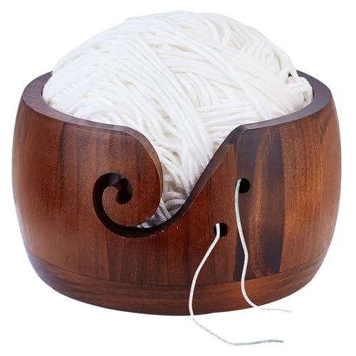 GNAUMORE Holz Garnschale,Garnschale für Wolle,Wollstrick Aufbewahrungsschale,Handgemacht Garn Schüssel,Tragbarer Holzgarnschale für Strick und Häkelprojekte,Halten Sie das Garn Verwirrungsfrei von GNAUMORE