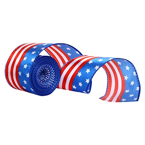 GNGR Patriotisches verdrahtetes Band Stars and Stripes blaues und rotes verdrahtetes Band USA-Flaggen-verdrahtetes Rand-Band für Unabhängigkeitstag 4. Juli-Tag Geschenkpapier Und Silber (C, One Size) GNGR Patriotisches verdrahtetes Band Stars and Stripes blaues und rotes verdrahtetes Band USA-Flaggen-verdrahtetes Rand-Band für Unabhängigkeitstag 4. Juli-Tag Geschenkpapier Und Silber (C, One Size) von GNGR