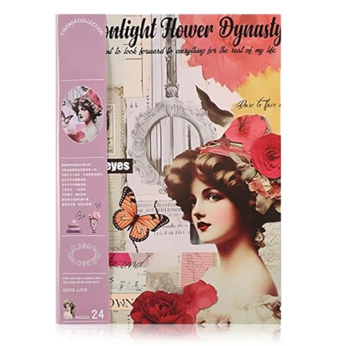 GNHG 24 Blatt Scrapbook zubehör,Scrapbook Set, Vintage-Aufkleber,für Sammelalben, Kalender und Notizbücher – Moonlight Flower Dynasty GNHG 24 Blatt Scrapbook zubehör,Scrapbook Set, Vintage-Aufkleber,für Sammelalben, Kalender und Notizbücher – Moonlight Flower Dynasty von GNHG