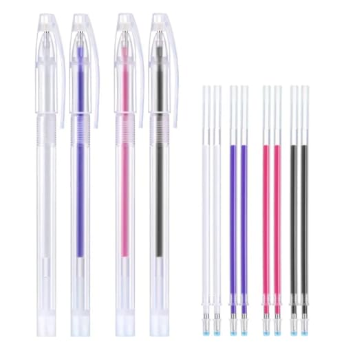 GNHG Thermo-löschbare Stifte, 4 farbige Stoffmarker mit 12 Nachfüllungen, Stoffmarker zum Quilten und Nähen, Schneidern, Stoff, Schneidernähen, verschiedene Stofffarben von GNHG