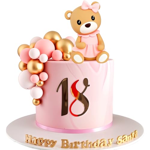 GNMQWP Teddybär Kuchen Dekoration 25pcs Teddybär BabyDusche Dekoration Teddy Bear Cake Toppers Boy or Girl Cake Decoration Teddy Bear Cake Decoration BabyShower Cake Decoration - Rosa von GNMQWP