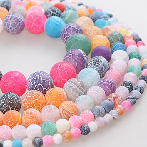 GNOXI Naturstein-Perlen, gemischte Farbe, verwitterter Achat, runde lose Perlen für Armbänder, Halsketten, DIY-Schmuckherstellung, 10 mm um 36 Perlen von GNOXI