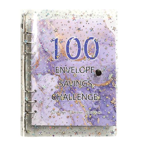 GNURBDILFO 100 Umschläge Challenge Binder Sparordner für Save 5050 mit Geldumschlägen für Budgetplanung Lila von GNURBDILFO
