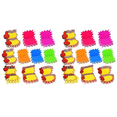 GNURBDILFO 1000 Stück Platzen Zeichen Geschäft Zeichen Leerzeichen in Sternform Einzelhandel Zeichen Burst Papier für Einzelhandel Geschäft,10 Stile von GNURBDILFO