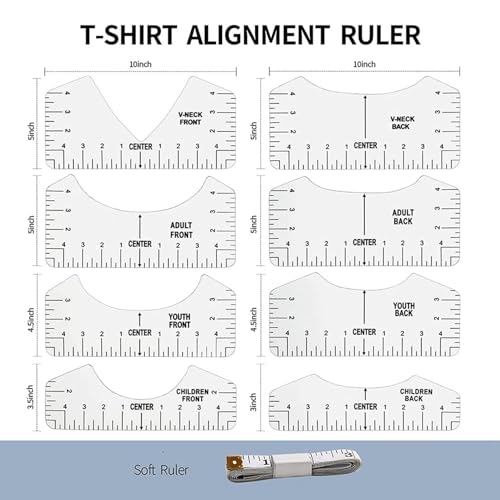 GNURBDILFO 18-Teiliges T-Shirt-Ausrichtungswerkzeug, T-Shirt-FüHrungslineal zum Entwerfen Von Kleidung, PVC-T-Shirt-Lineale Hinten und Vorne Ausgerichtet GNURBDILFO 18-Teiliges T-Shirt-Ausrichtungswerkzeug, T-Shirt-FüHrungslineal zum Entwerfen Von Kleidung, PVC-T-Shirt-Lineale Hinten und Vorne Ausgerichtet von GNURBDILFO
