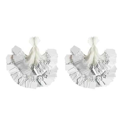 GNURBDILFO 2000 StüCk Preisschilder mit Befestigter Schnur, WeißEs Markierungsschild, Kleine Papierpreisetiketten für Kleidung Zur Preisauszeichnung, Schmuck, Hofverkauf von GNURBDILFO