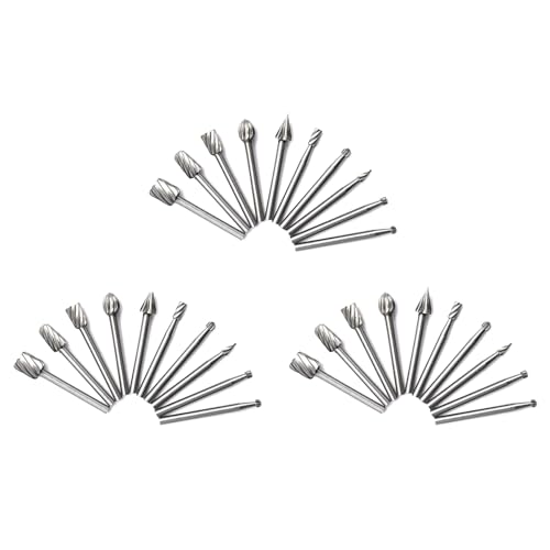 GNURBDILFO 30Pcs Hss-Hartmetall-Rotationsschneidgrat-Satz-Schleifer-Bit 1/8 (3 mm) Schaft-Holzbearbeitungs-Schnitzwerkzeuge von GNURBDILFO