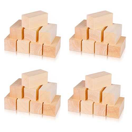 GNURBDILFO 32X SchnitzblöCke Aus Lindenholz, 10,2 X 5,1 X 5,1 Cm, GroßEs Whittling Holzschnitzblock Set für Kinder, Erwachsene, AnfäNger oder Experten von GNURBDILFO