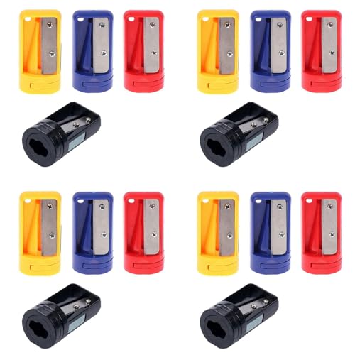 GNURBDILFO Bleistift Spitzer - 16 Pack Manueller Bleistift Spitzer für Flache Stifte, Tragbares Bleistift Spitzer von GNURBDILFO