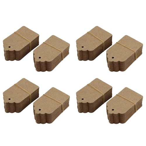 GNURBDILFO Pack 400 Rustikale 40mmx70mm Ueberbackene Kraftpapier Karte, Leeres Braunes Etikett, Hochzeitsbevorzugung, Geschenkanhaenger, DIY Etikett, Kofferanhaenger,Preisschild - Klein (400) von GNURBDILFO