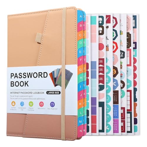 GNURBDILFO Passwortbuch mit Bunten Alphabetischen Tabs und Lesezeichen, Für Senioren 8,4 X 5,9, Internetadresse D von GNURBDILFO