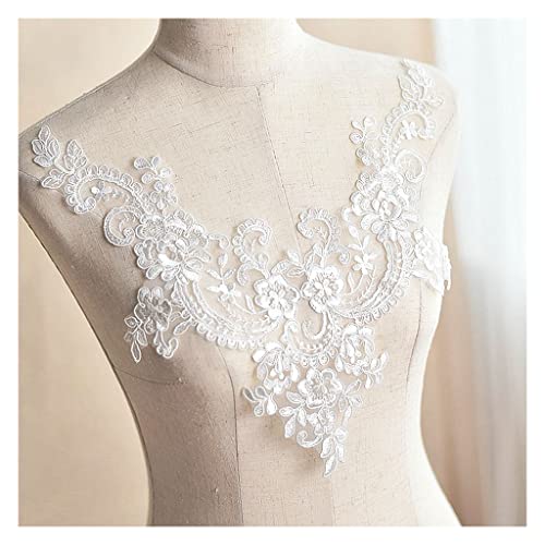 Glänzende Stickerei, Netz, Gewebe aus Garn Huabian V-neck Lace Patch, Hochzeitskleid Frontrock Brust Rückseite Handgemachte DIY Flower Patch Stoff von GNYVZXPLQ
